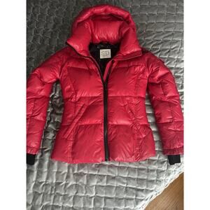 S13 Gloss Kylie Quilted Hooded Down Puffer Jacket XS Red